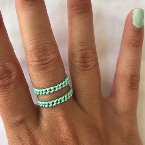 Teal Chain Rings - Double set, XS size